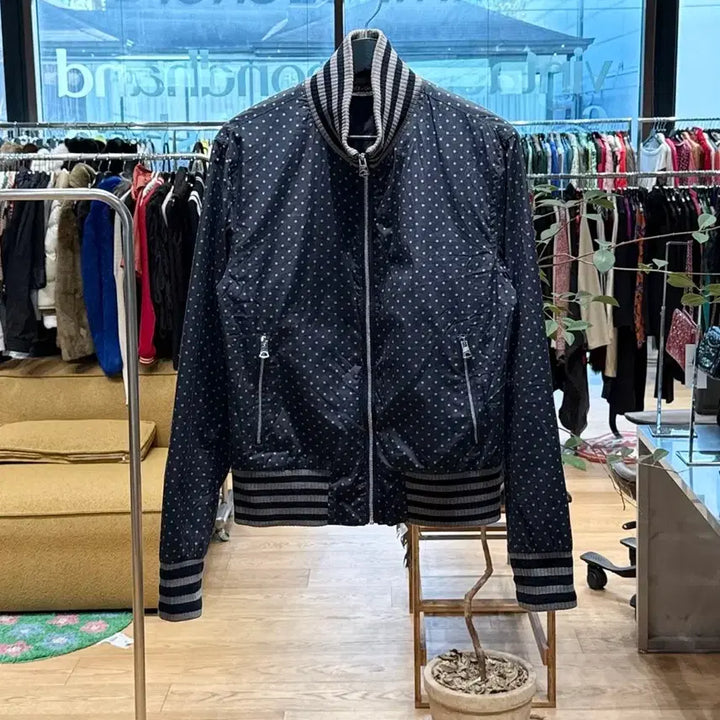 [BUNJANG] Dolce & Gabbana Navy Dot Pattern Blouson Jacket / 돌체앤가바나 네이비 도트패턴 블루종 자켓