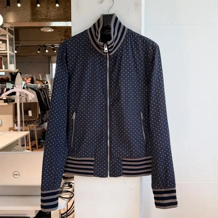 [BUNJANG] Dolce & Gabbana Navy Dot Pattern Blouson Jacket / 돌체앤가바나 네이비 도트패턴 블루종 자켓