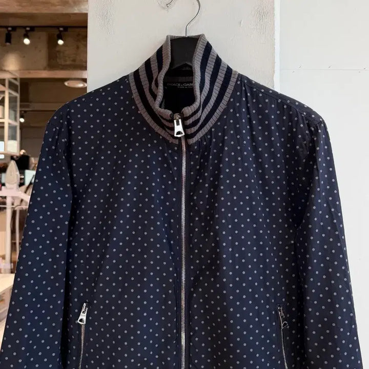 [BUNJANG] Dolce & Gabbana Navy Dot Pattern Blouson Jacket / 돌체앤가바나 네이비 도트패턴 블루종 자켓