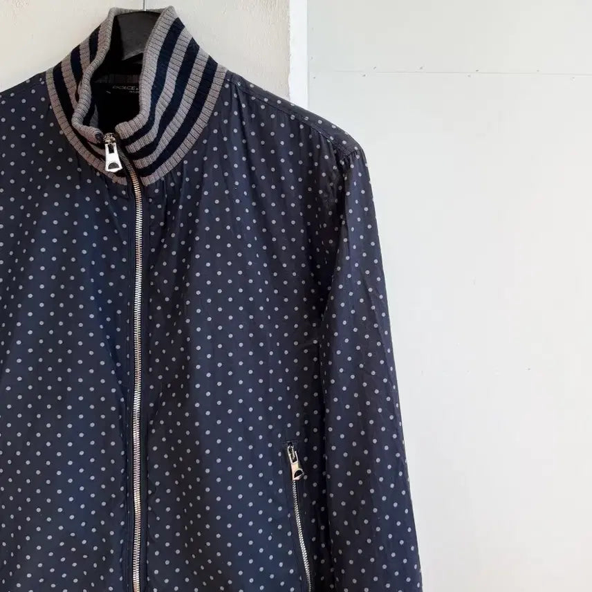 [BUNJANG] Dolce & Gabbana Navy Dot Pattern Blouson Jacket / 돌체앤가바나 네이비 도트패턴 블루종 자켓