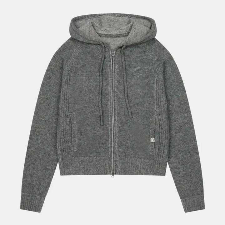 [BUNJANG] OHESIO RIBBED KNIT HOODED ZIP-UP / 오헤시오 니트 후드집업 RIBBED KNIT HOODED ZIP-UP