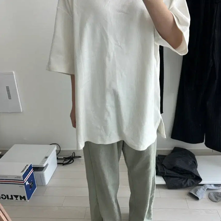 [BUNJANG] Oversized 76cm T-shirt Set / 에이블리 오버핏 76cm 기장 겉기모 반팔 set 키큰녀