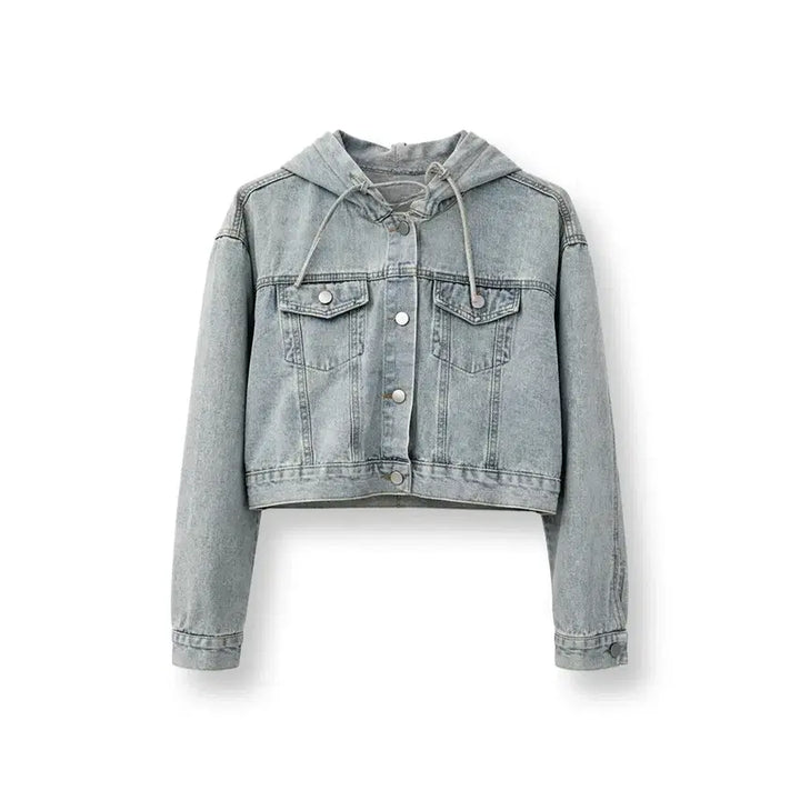 [BUNJANG] Denim Crop Jacket / 연청 후드 크롭 데님자켓