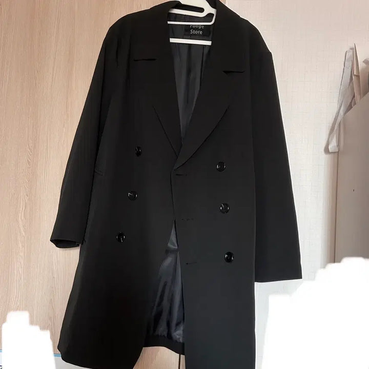 [BUNJANG] LafargeStore Double Trench Coat Black / 라퍼지스토어 더블 트렌치 코트 블랙 m l