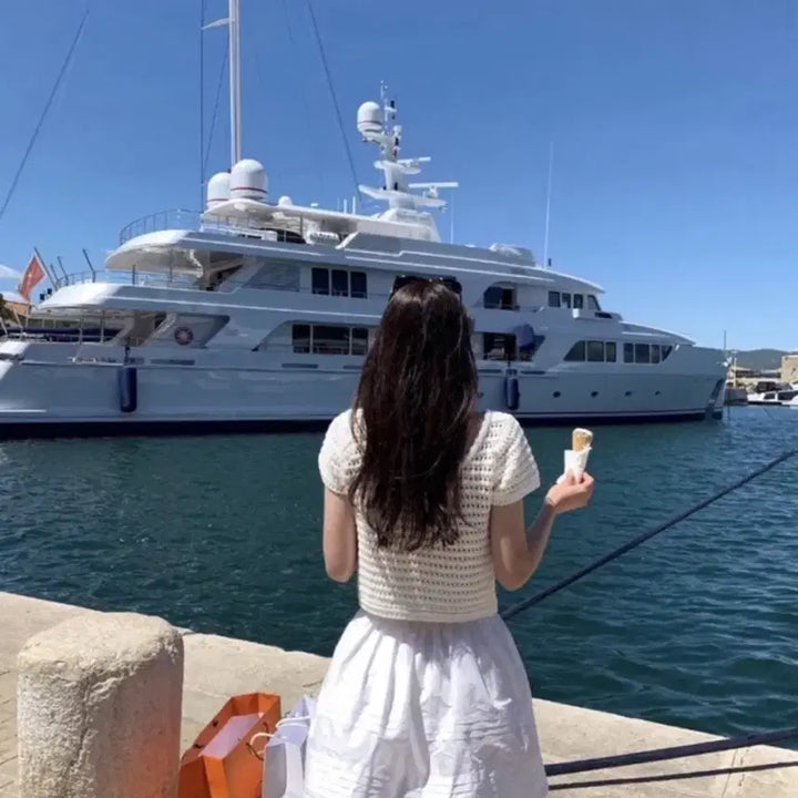 [BUNJANG] Le Sserafim Sie Sie Knit Top / 르플레인 시에 sie 반팔 니트 시에니트