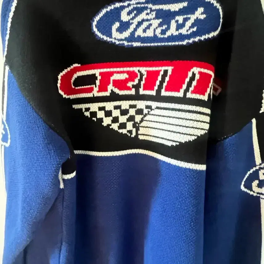 [BUNJANG] Critic Racing Zip-Up Knit Navy / 크리틱 RACING ZIP-UP KNIT NAVY  니트집업