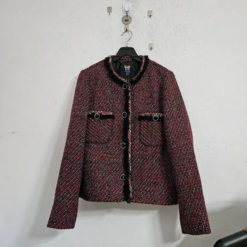 [BUNJANG] Anna Sui Tweed Jacket Red Black / 안나수이 트위드 자켓 레드 블랙