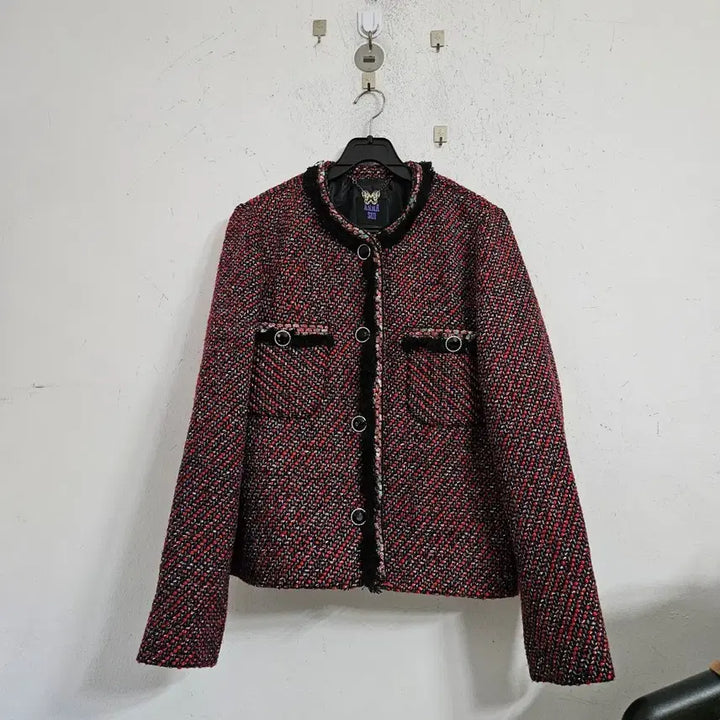 [BUNJANG] Anna Sui Tweed Jacket Red Black / 안나수이 트위드 자켓 레드 블랙
