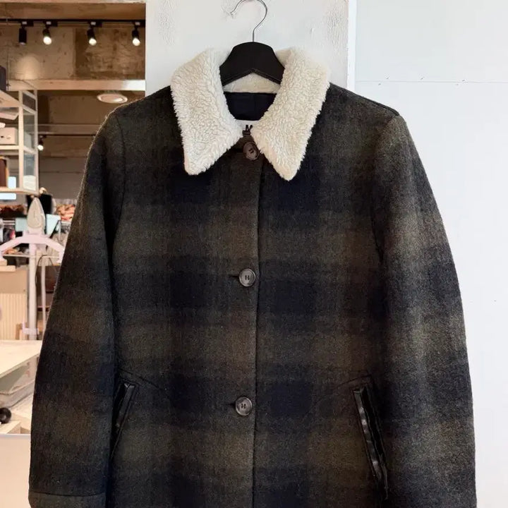 [BUNJANG] MM6 Check Pattern Long Coat / mm6 카키 체크패턴 롱 코트