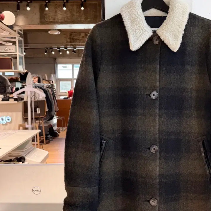 [BUNJANG] MM6 Check Pattern Long Coat / mm6 카키 체크패턴 롱 코트