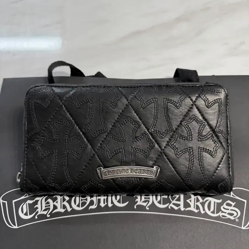 [BUNJANG] Chrome Hearts VIC Leather Patch Cemetery Long Wallet / 새상품급 크롬하츠 VIC 레더패치 크로스 참 세메터리 장지갑
