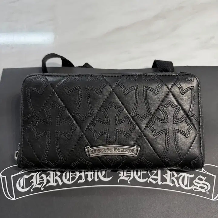 [BUNJANG] Chrome Hearts VIC Leather Patch Cemetery Long Wallet / 새상품급 크롬하츠 VIC 레더패치 크로스 참 세메터리 장지갑