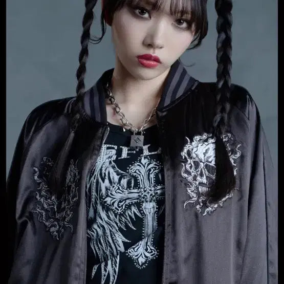 [BUNJANG] Reflem Skull Black Sukajan / 레플렘 reflem 스컬 스카잔 블랙