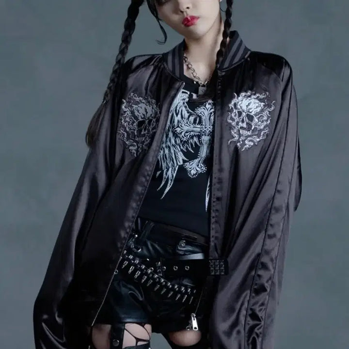 [BUNJANG] Reflem Skull Black Sukajan / 레플렘 reflem 스컬 스카잔 블랙