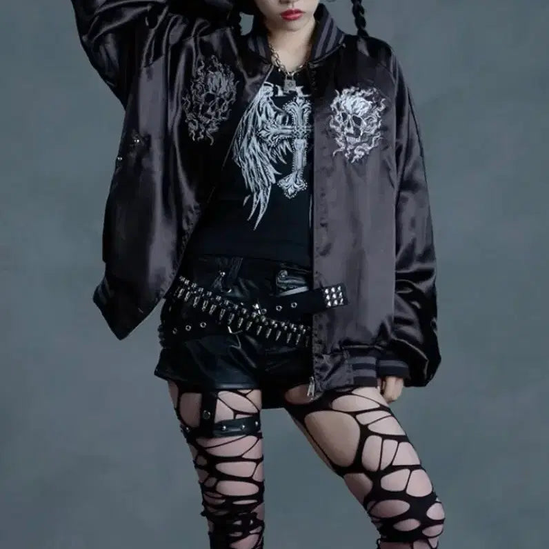 [BUNJANG] Reflem Skull Black Sukajan / 레플렘 reflem 스컬 스카잔 블랙