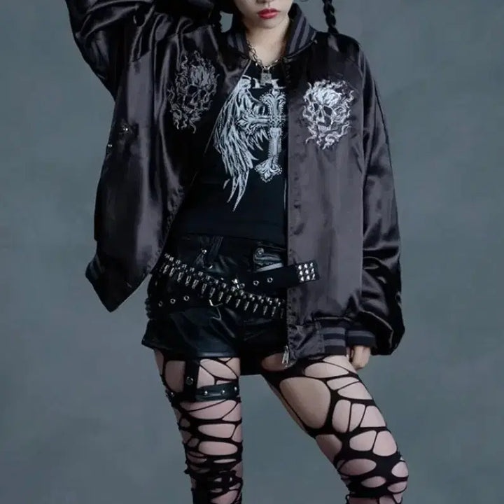 [BUNJANG] Reflem Skull Black Sukajan / 레플렘 reflem 스컬 스카잔 블랙