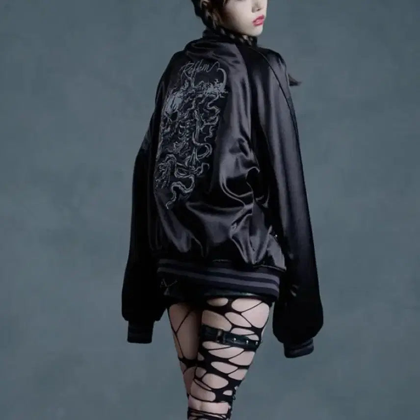 [BUNJANG] Reflem Skull Black Sukajan / 레플렘 reflem 스컬 스카잔 블랙