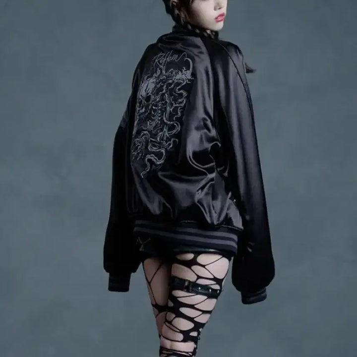 [BUNJANG] Reflem Skull Black Sukajan / 레플렘 reflem 스컬 스카잔 블랙