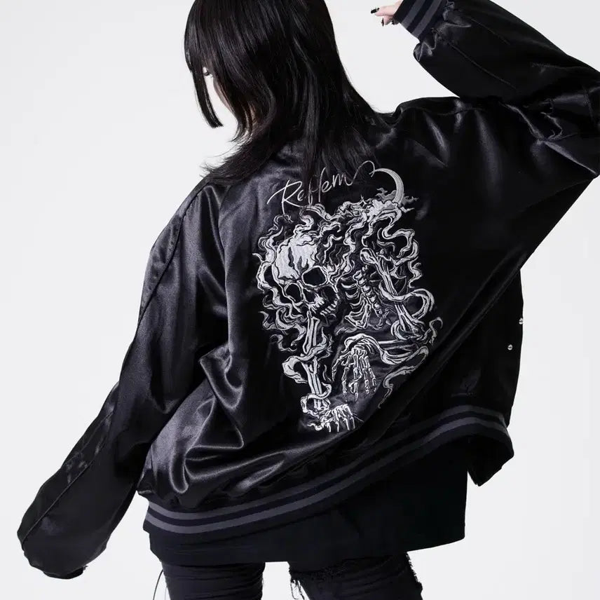 [BUNJANG] Reflem Skull Black Sukajan / 레플렘 reflem 스컬 스카잔 블랙