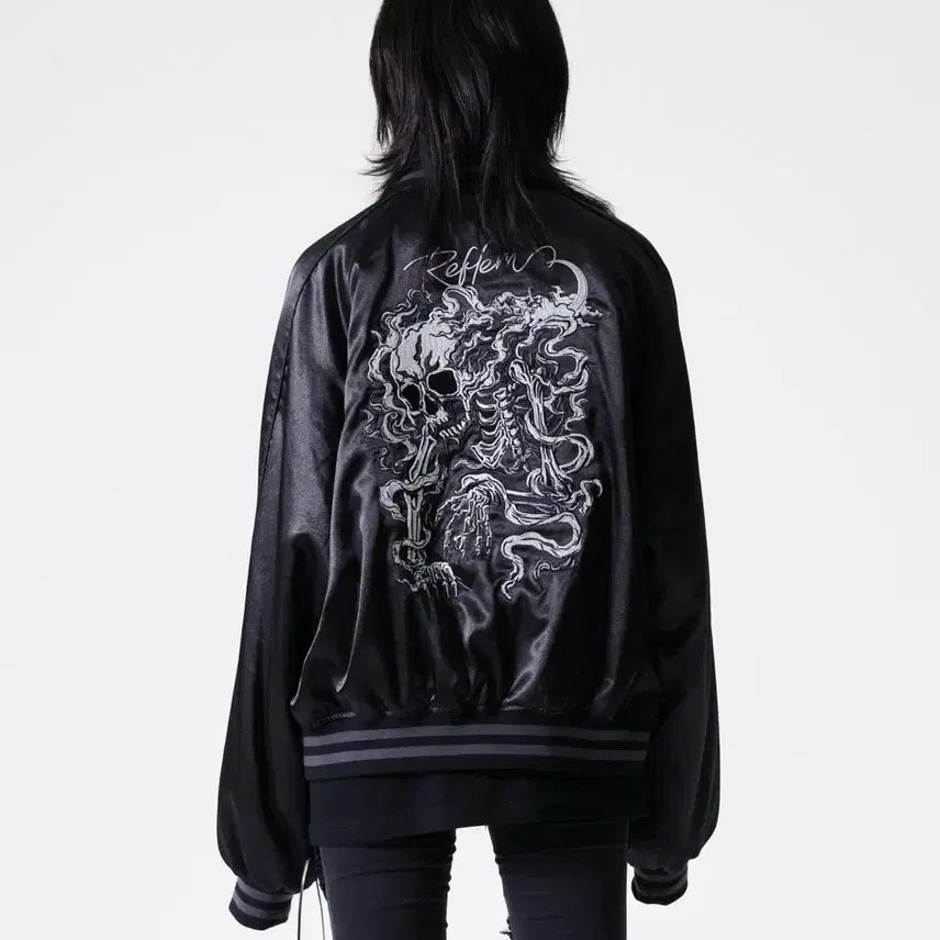 [BUNJANG] Reflem Skull Black Sukajan / 레플렘 reflem 스컬 스카잔 블랙