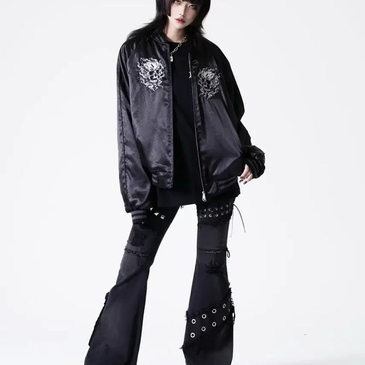 [BUNJANG] Reflem Skull Black Sukajan / 레플렘 reflem 스컬 스카잔 블랙