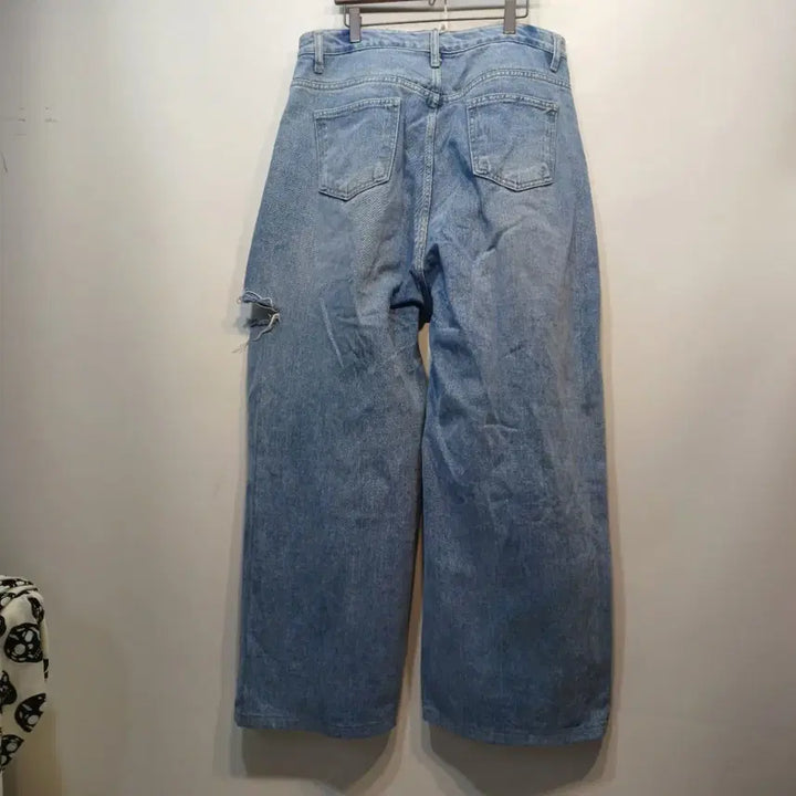 [BUNJANG] Wide Denim Pants (Size 32) / 찢어진 청바지 와이드 데님 팬츠32상즈  봄여름   62141