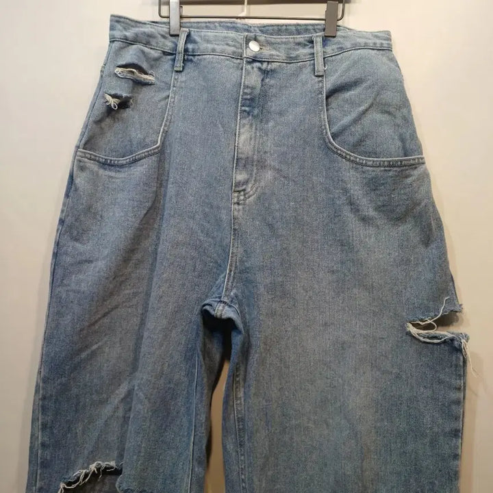 [BUNJANG] Wide Denim Pants (Size 32) / 찢어진 청바지 와이드 데님 팬츠32상즈  봄여름   62141