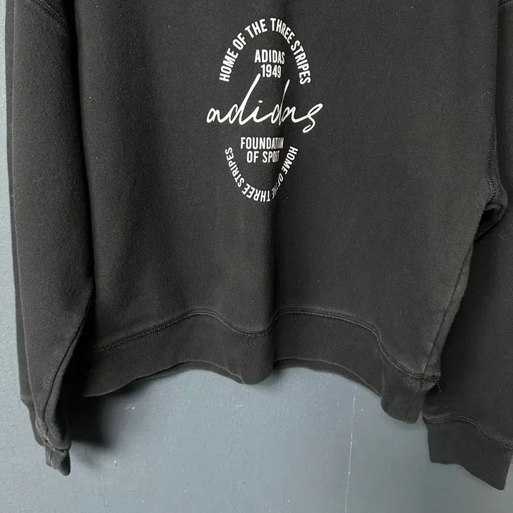 [BUNJANG] Adidas Women's Black Printed Crop Sweatshirt / M 아디다스 여성 블랙 프린팅 크롭 맨투맨