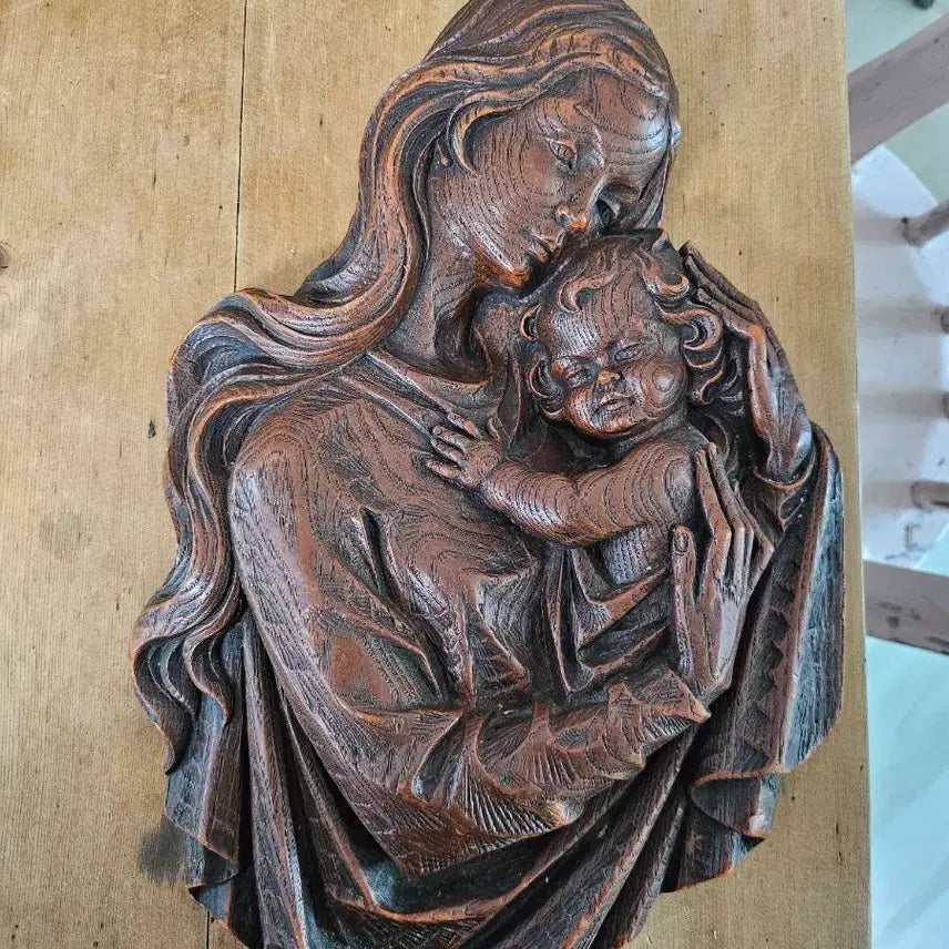 [BUNJANG] Vintage Madonna and Child Wall Hanging / <무료배송>빈티지 성모자상 벽걸이 35x23