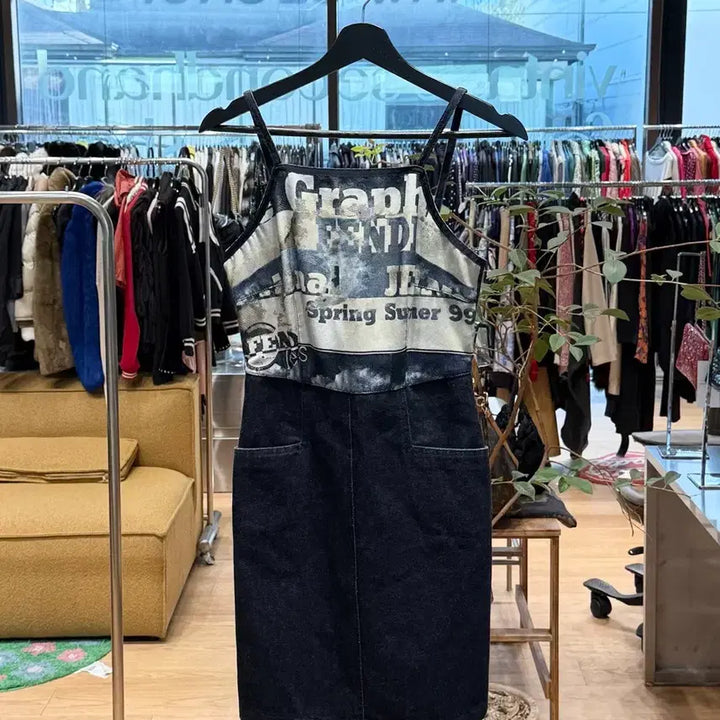 [BUNJANG] Fendi Denim Graphic Mini Dress / 펜디 데님 그래픽 미니 원피스