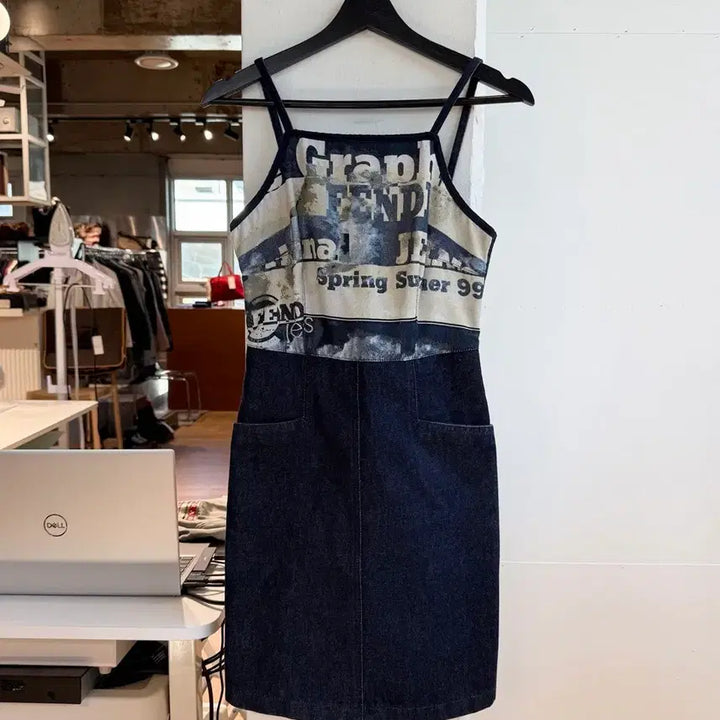 [BUNJANG] Fendi Denim Graphic Mini Dress / 펜디 데님 그래픽 미니 원피스