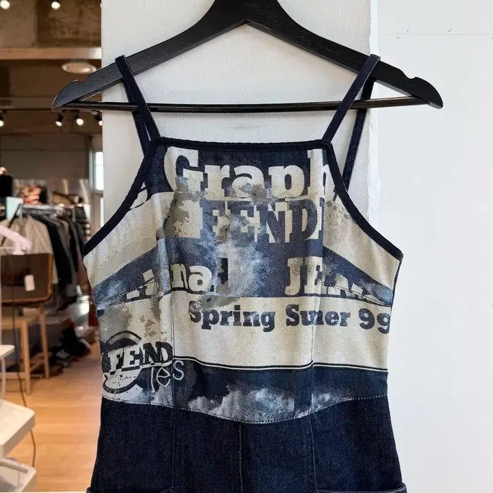 [BUNJANG] Fendi Denim Graphic Mini Dress / 펜디 데님 그래픽 미니 원피스