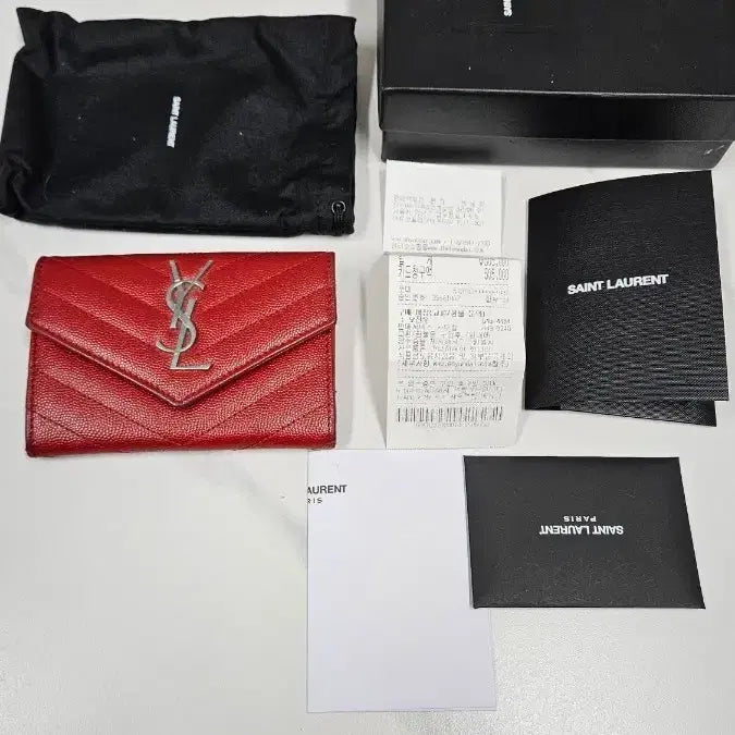 [BUNJANG] Cardholder Red Full Package / 생로랑 마틀라세 카드지갑 레드 풀박스(정품)