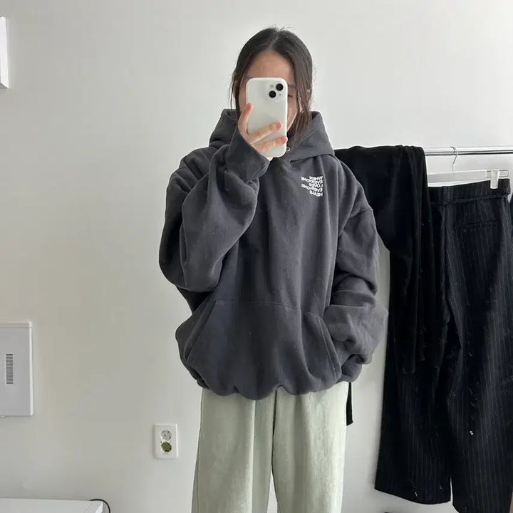 [BUNJANG] FRER Warm Fleece Hoodie (Charcoal) / 에이블리 워머 양기모 후드 차콜 FRER