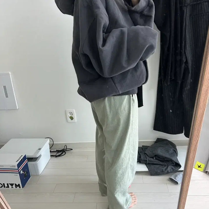 [BUNJANG] FRER Warm Fleece Hoodie (Charcoal) / 에이블리 워머 양기모 후드 차콜 FRER