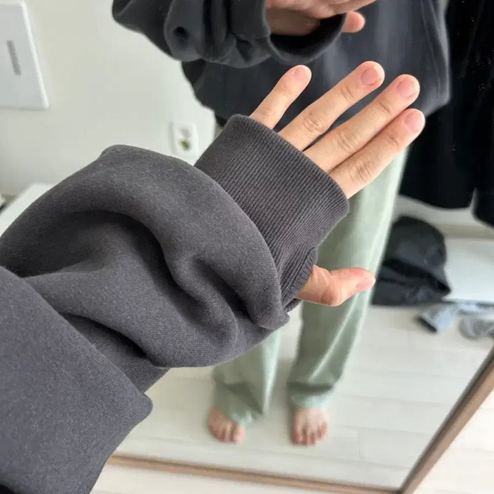 [BUNJANG] FRER Warm Fleece Hoodie (Charcoal) / 에이블리 워머 양기모 후드 차콜 FRER