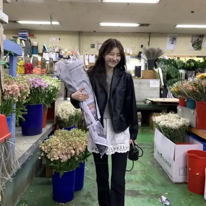 [BUNJANG] Freely 3-Button Cron Leather Jacket / 프릴리 3버튼 크론 레더 자켓 가죽자켓