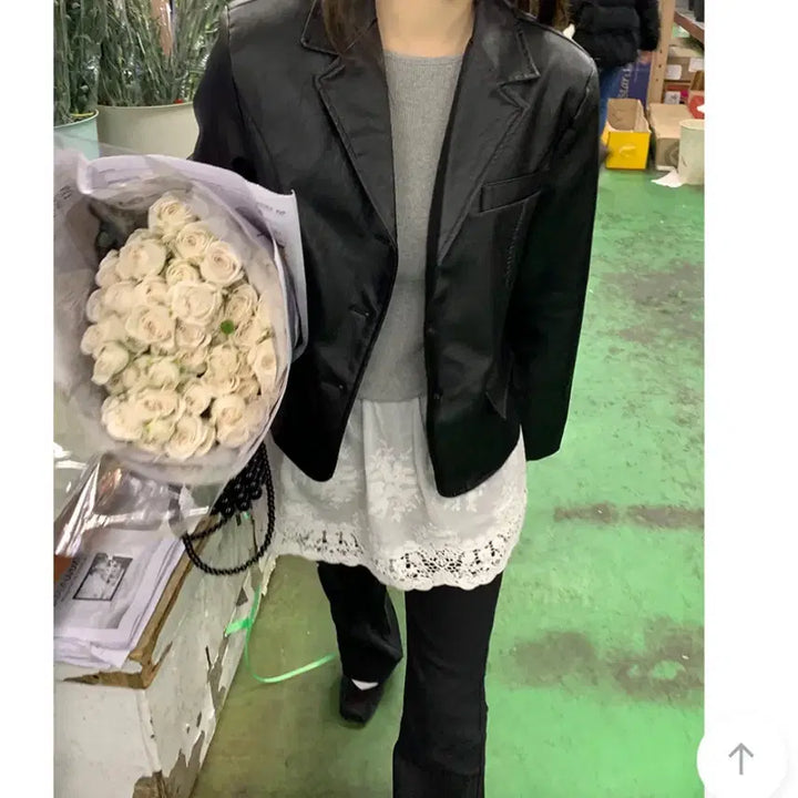 [BUNJANG] Freely 3-Button Cron Leather Jacket / 프릴리 3버튼 크론 레더 자켓 가죽자켓