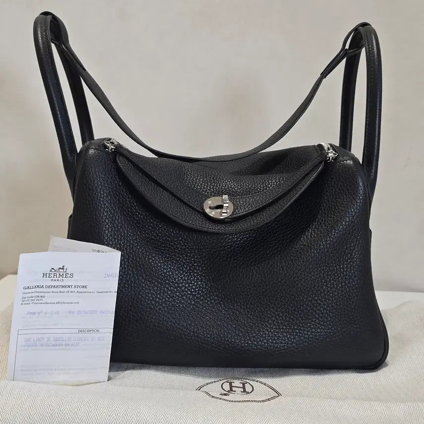 [BUNJANG] Hermes Lindy 30 Black Silver Hardware Tote Shoulder Bag / [럭스올] 에르메스 린디 30 블랙 은장 토트숄더백 H073426CK89