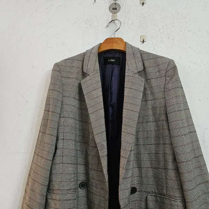 [BUNJANG] Line Check Pattern Women's Jacket (Size 66) / 라인 체크 패턴 여성 자켓66