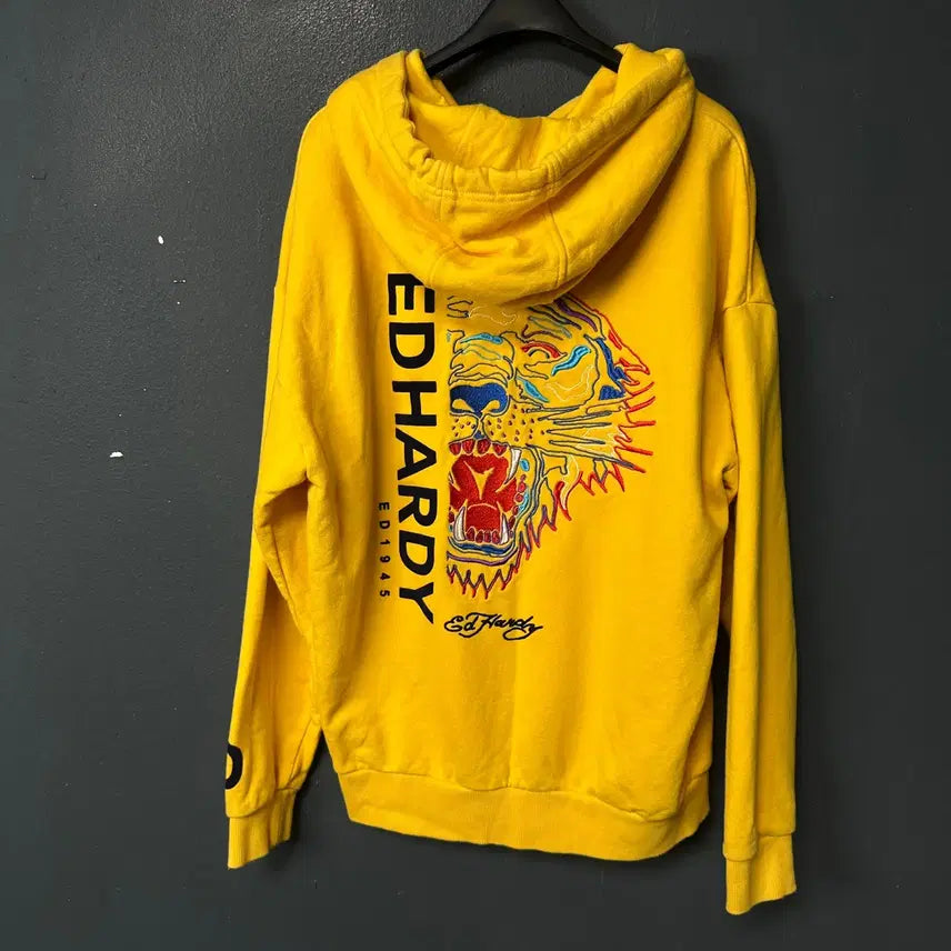 [BUNJANG] Ed Hardy Yellow Embroidered Hoodie / M 에드하디 옐로우 자수 후드 티셔츠