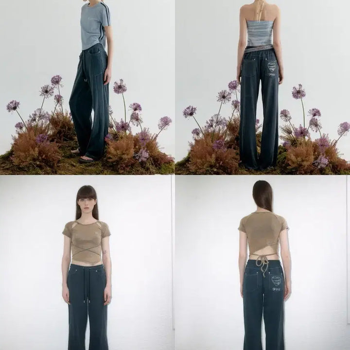 [BUNJANG] Yuse Hot Fix Point Wide Track Pants / YUSE 유즈 핫 픽스 포인트 와이드 트랙팬츠 바지