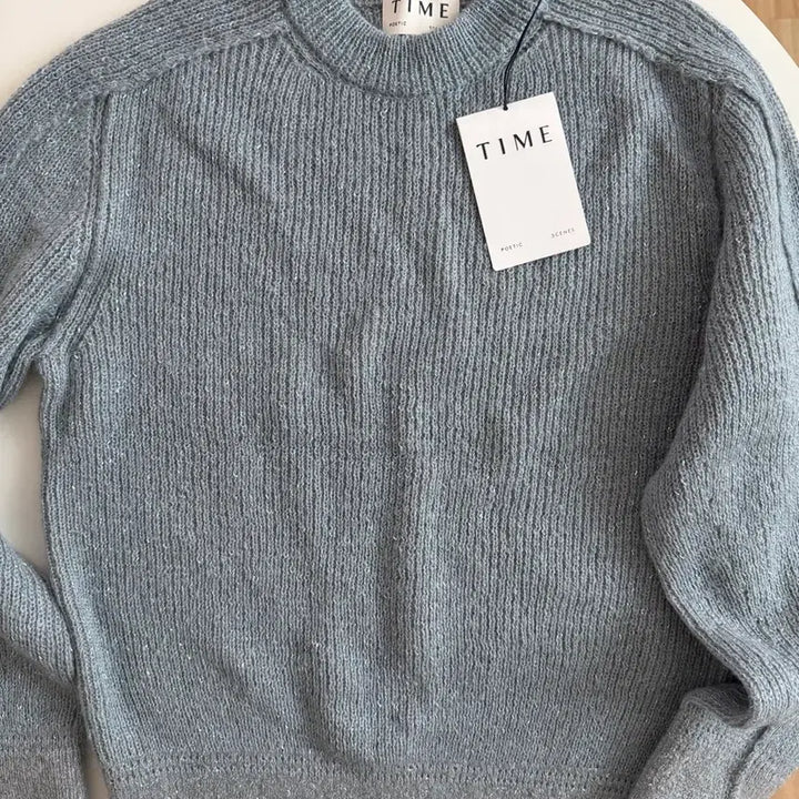 [BUNJANG] TIME Blue Gray Knit Sweater / TIME 타임 여성 블루그레이 니트 스웨터 새상품