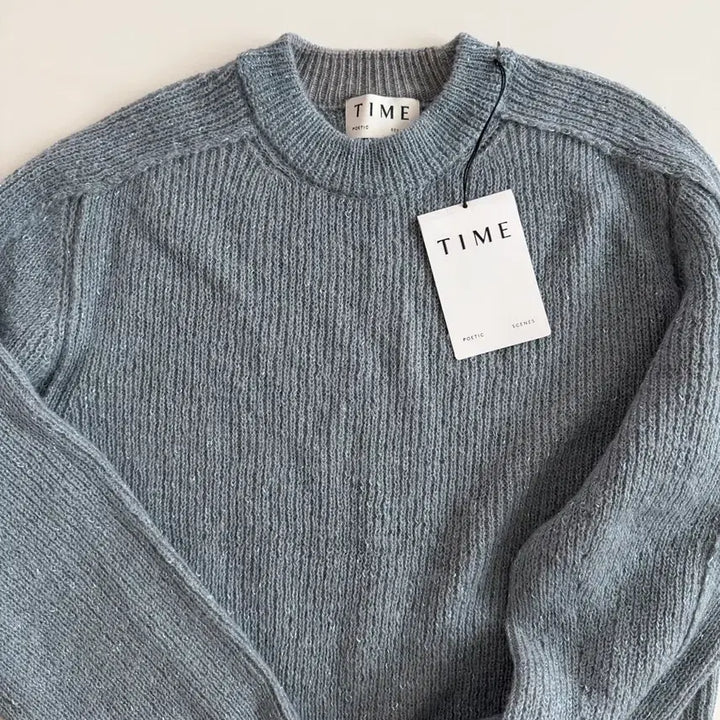 [BUNJANG] TIME Blue Gray Knit Sweater / TIME 타임 여성 블루그레이 니트 스웨터 새상품