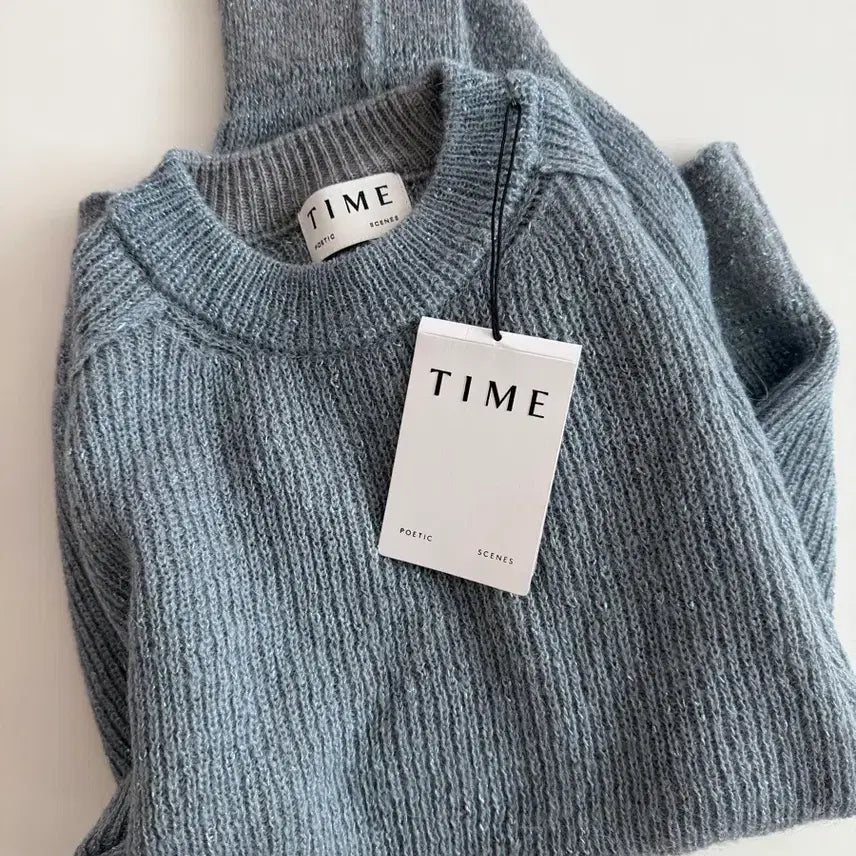 [BUNJANG] TIME Blue Gray Knit Sweater / TIME 타임 여성 블루그레이 니트 스웨터 새상품