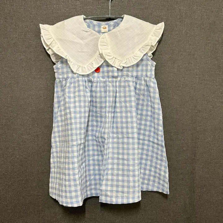 [SOLD OUT] 100 밀크마일 체크 카라프릴 원피스 블루