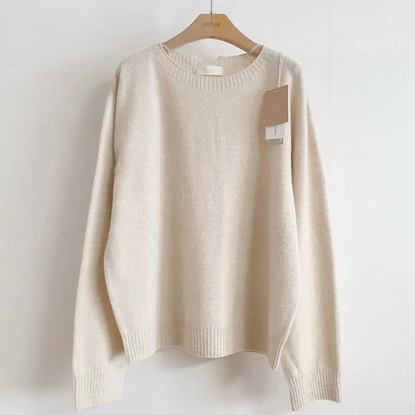 [BUNJANG] Cashmere Holagament Slit Round Knit / (새상품) 봄신상 캐시미어 홀가먼트 트임 라운드 니트 모티브 오트밀