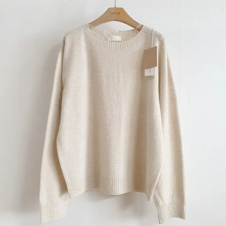 [BUNJANG] Cashmere Holagament Slit Round Knit / (새상품) 봄신상 캐시미어 홀가먼트 트임 라운드 니트 모티브 오트밀