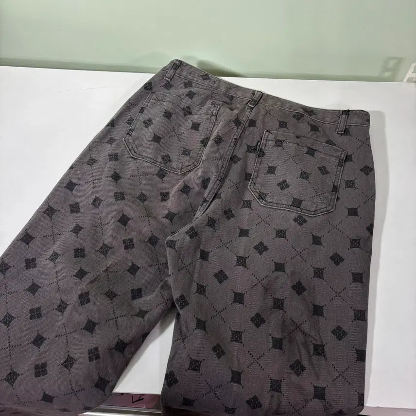 [BUNJANG] Unknown Semi-Wide Argyle Denim Pants / S 어널로이드 세미와이드 아가일 흑청 데님팬츠