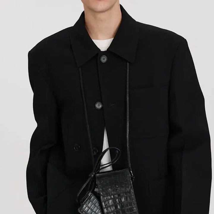 [BUNJANG] RECTO Signature Single Jacket Black / 렉토(RECTO) 남성 시그니처 싱글 자켓 블랙